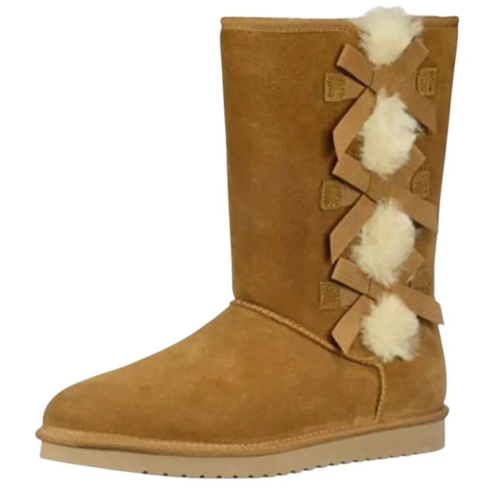 UGG Victoria Tall Bow Boot Chestnut Size 11.